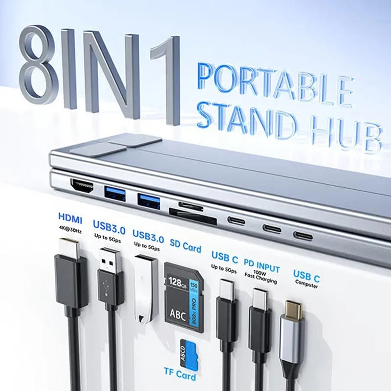 HubPro™ 8-in-1 Dock Stand 💻 — Expand Ports, Elevate Comfort