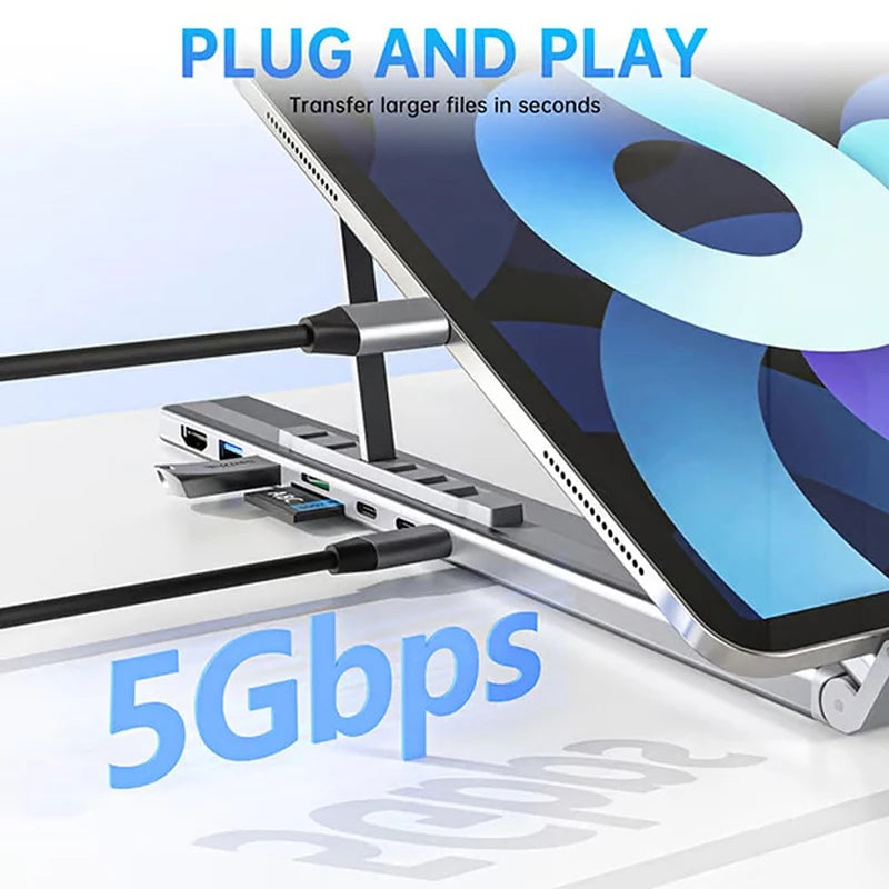 HubPro™ 8-in-1 Dock Stand 💻 — Expand Ports, Elevate Comfort