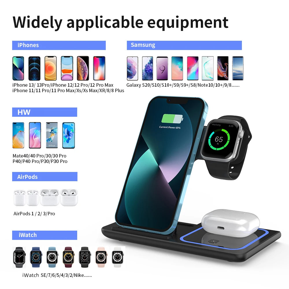 3-IN-1 Foldable Wireless Charging Station